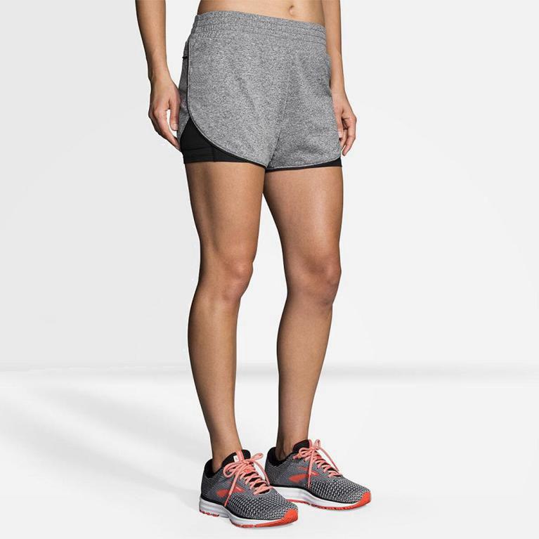 Brooks Rep 3 2-In-1 Mujer Pantalones Cortos - Grises (1084LQIOU)